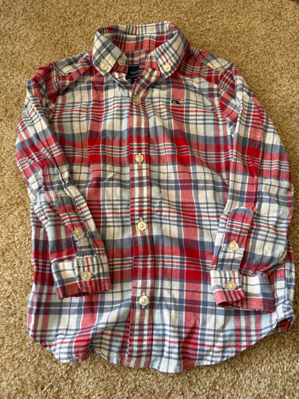 Vineyard Vines Red, Blue & White Plaid Button-Down Shirt